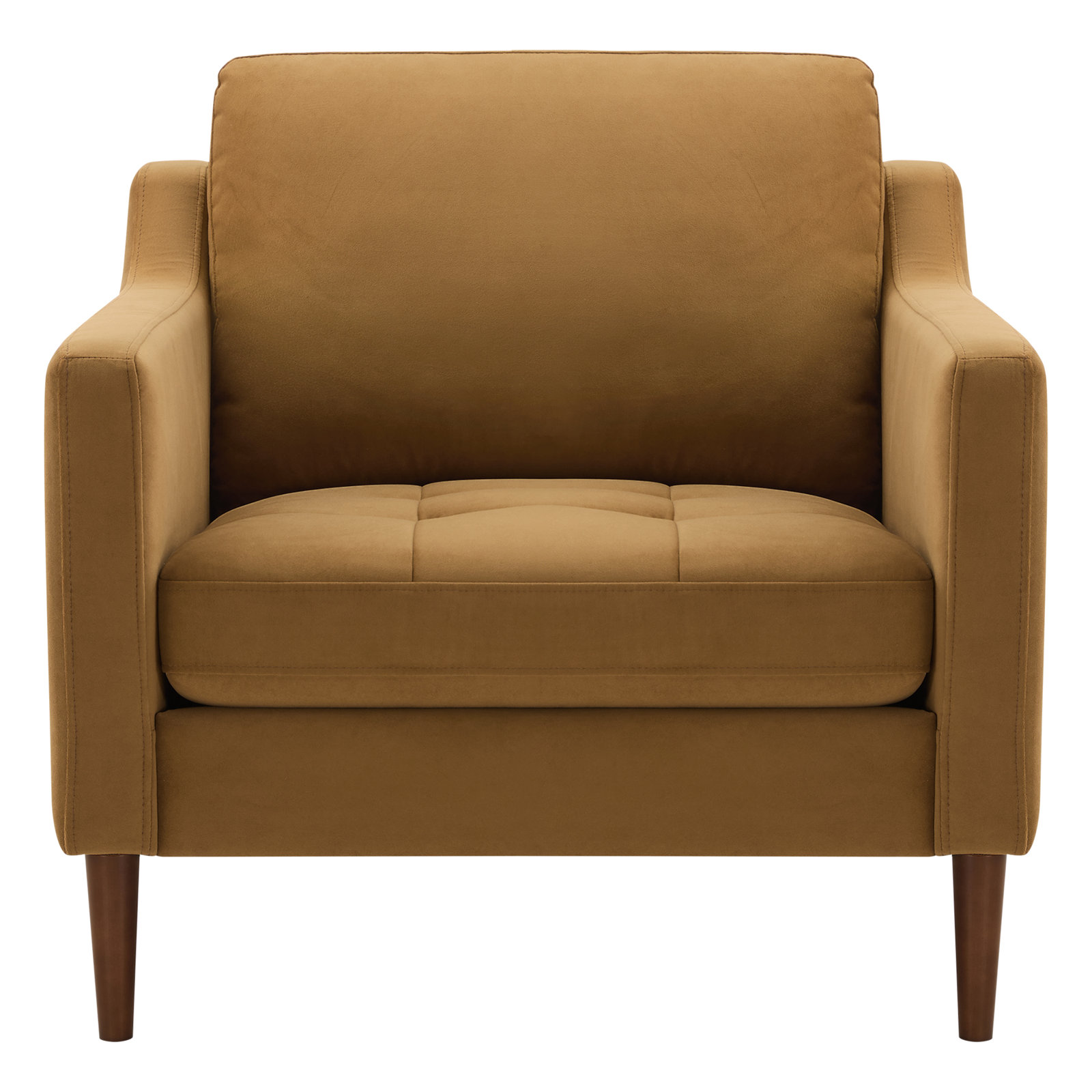 Daylen Walnut Armchair, Soren Ochre Performance Velvet