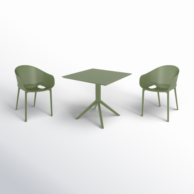 Ensemble repas carré pour 2 personnes 31,5 po Farrah, Vert olive