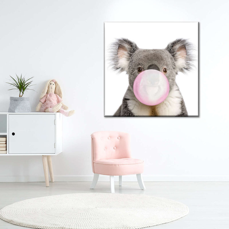 Impression sur toile Bubble Gum Koala Bear, H 10 po x l 10 po x P 1,25 po