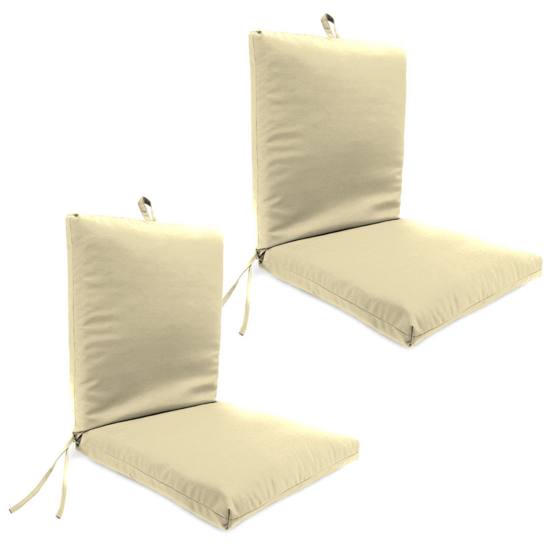 21" x 44" Outdoor Chair Cushion with Ties and Loop (Set of 2), Beige