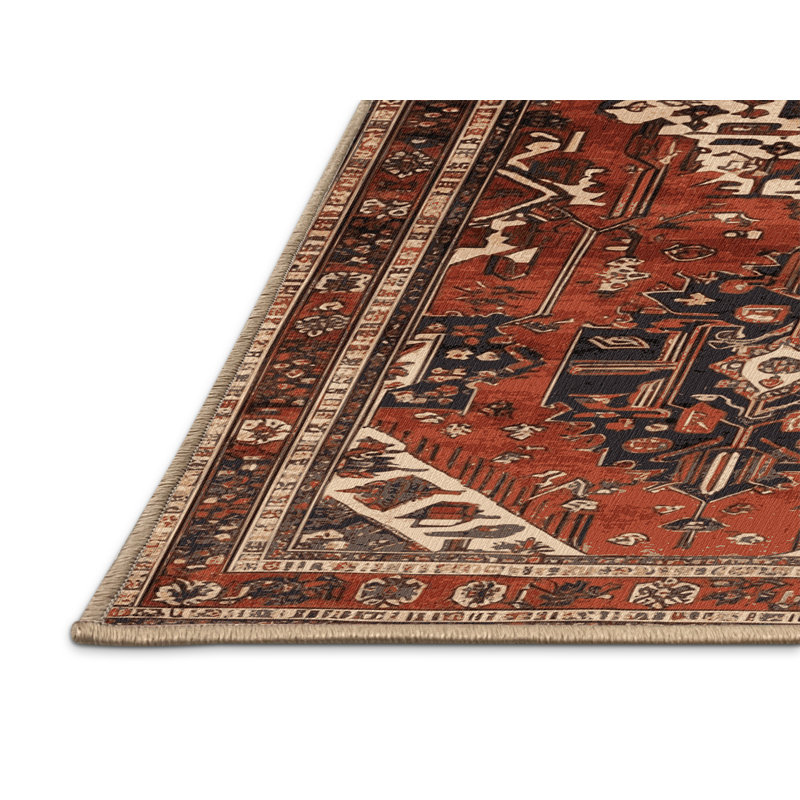 Tapis brun turc lavable à la machine, Rond 4 pi