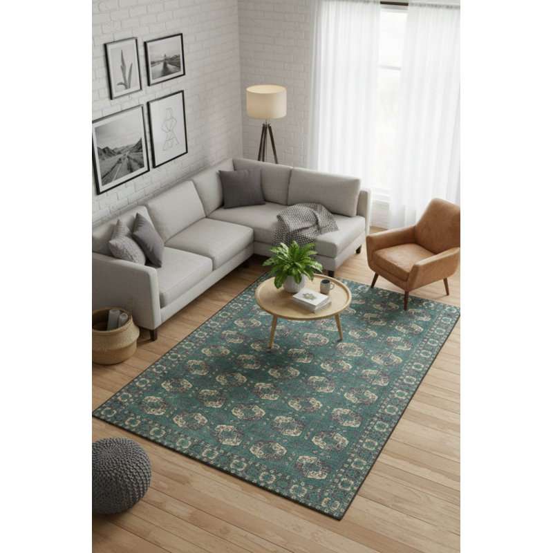 Tapis vert à motif tissé en chenille Lucien, Rectangle 3 pi 10 po x 5 pi 3 po
