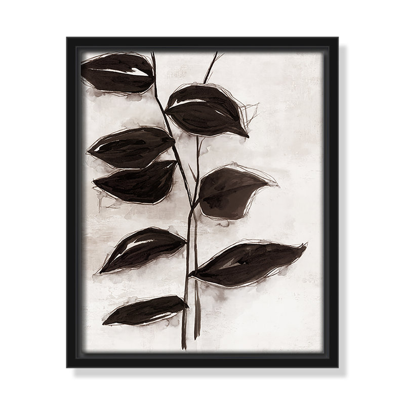 Feuilles I - Toile à cadre flottant, H 11,5 po x l 9,5 po x P 2 po, Cadre noir
