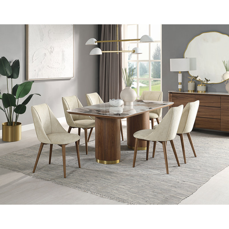 Table de salle à manger avec double base ronde à piédestal, table de cuisine