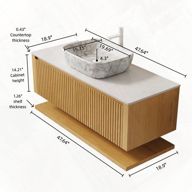 Meuble-lavabo flottant avec tiroir et lavabo