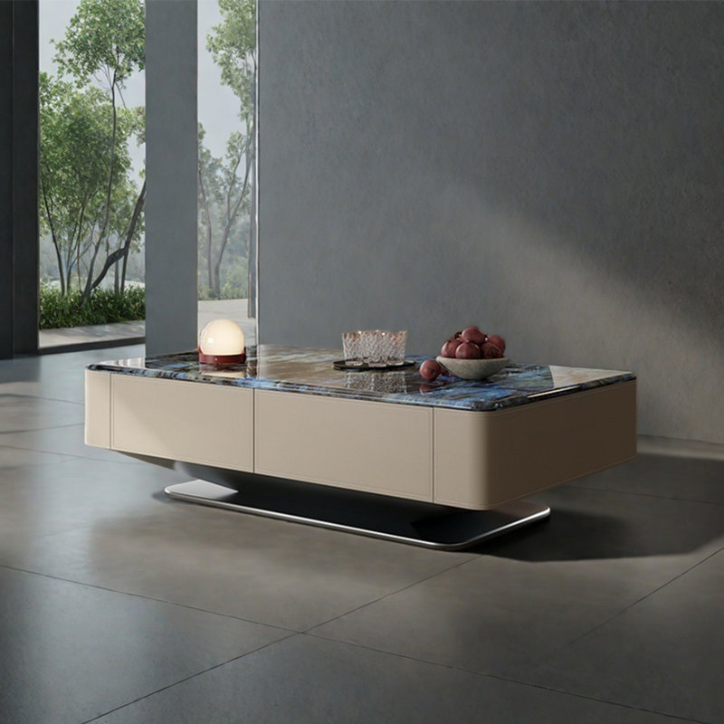 Table basse rectangulaire en pierre supercristalline, H 14,6 po x l 55,1 po x P 31,5 po, Gris