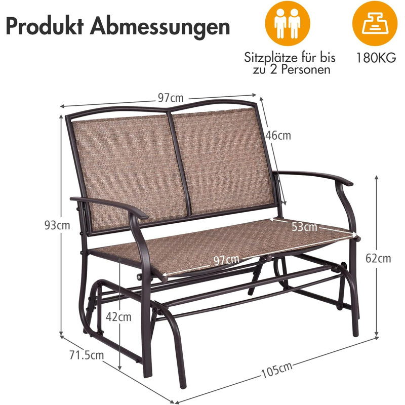 Shirleysburg Metal Outdoor Bench, Brown