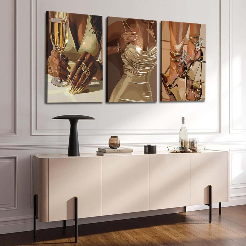 3 Piece Wrapped Canvas Print, 60cm H x 40cm W