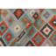 Tapis bleu / rouille en laine tissé à la main à motif tribal / géométrique / sud-ouest de couleur cépage Cedorah