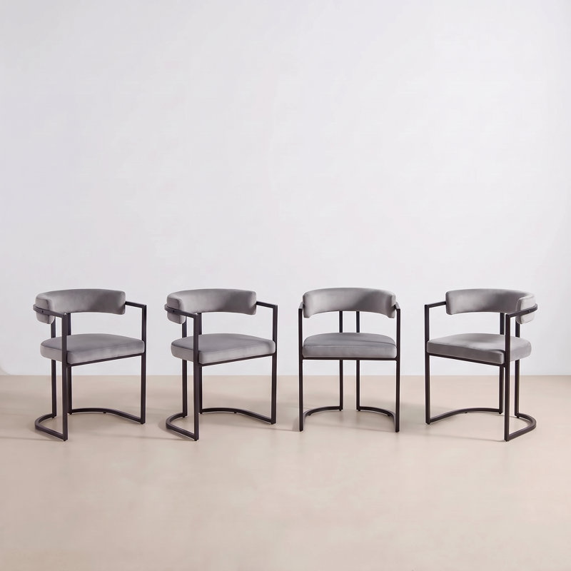 Upholstered Dining Chairs with Backrest Arms and Thick Cushion, Sturdy Steel Frame Kitchen Island for Dining and Living Room