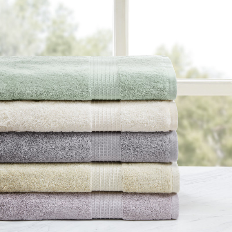 Ensemble de serviettes de bain unies blanches 100% coton biologique 6 pièces, Blanc