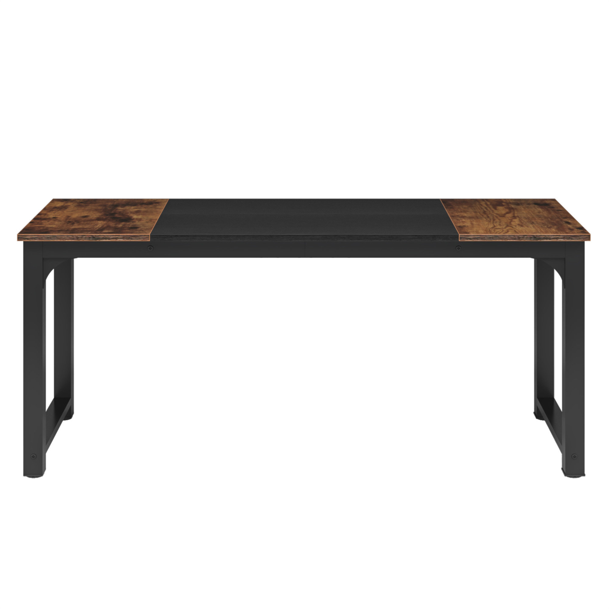 IBF Long Black Computer Desk, Large Executive Office Desk For 2 People Work Writing Study, 70 Inch Metal Wood Dual Monitor Desk Workstation, Modern Simple Double PC Gami