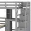 Lit mezzanine en bois avec lit autonome, escalier de rangement, bureau, tablettes et tiroirs-958062585