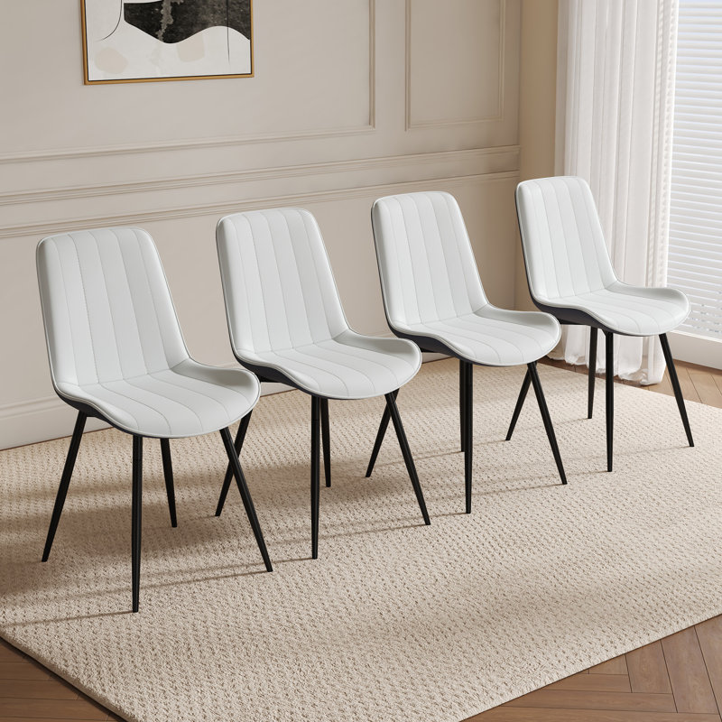 Chaise rembourrée en similicuir moderne, Blanc / gris