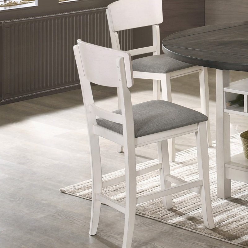 Tabouret de bar 2 pièces, Gris foncé, Blanc