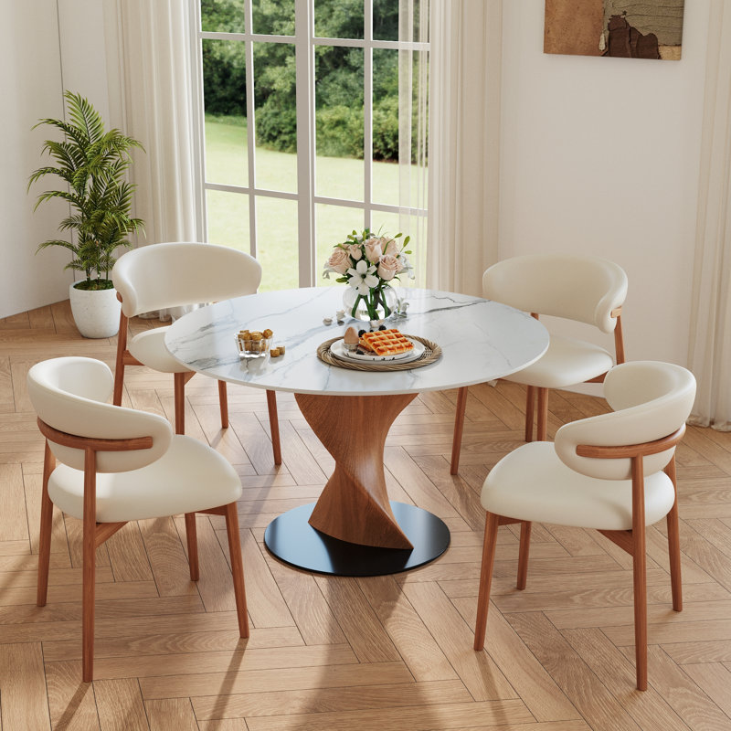 Table bistro Bistro, H 29,53 po x l 43 po x P 43 po, Neige brillant / noyer