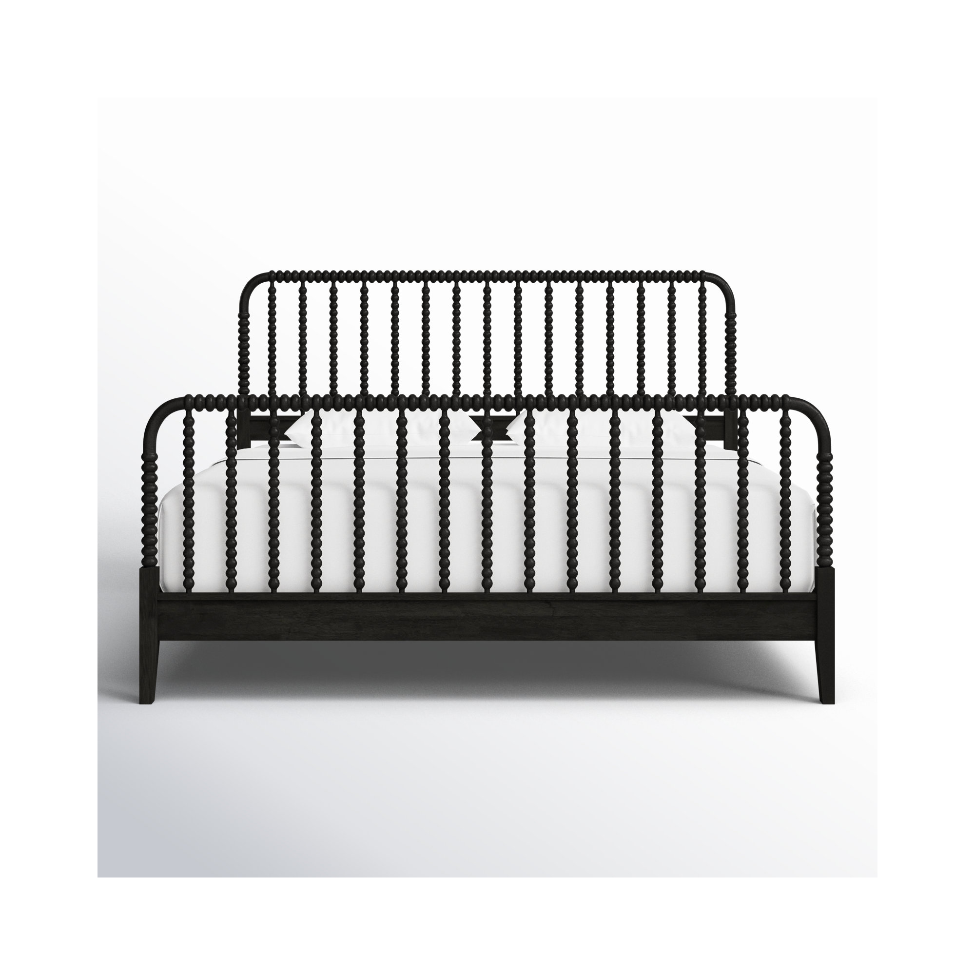 Louisa Solid Wood Spindle Bed, King, Antique Black