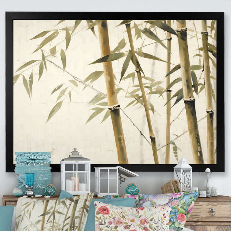 Beige minimalisme bambou sérénité II sur toile, H 30 po x l 40 po x P 1,5 po, Toile tendue