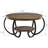 30 Inch Round Farmhouse Coffee Table with Storage Shelf, 2 Tier Rustic Wood Center Table with Curved Metal Legs, Compact Living Room Furniture for Small Spaces Apartments Office, Brown-2049032607