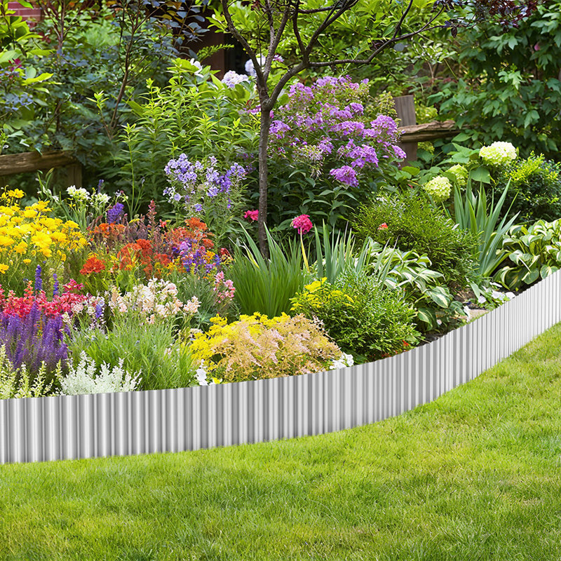 Bordure de jardin en acier galvanisé, bordure de paysage ondulée en métal 6 po pour pelouse, parterre de fleurs et sentier