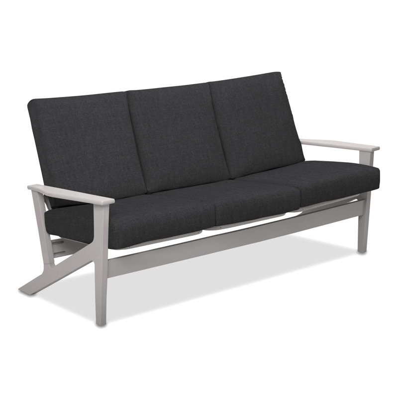 Chrisa 74.5'' Wide Patio Sofa with Cushions, Cast Slate Sunbrella® Plainweave, Snow