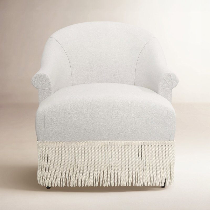 Fauteuil à oreilles Callie, Velours performance gris clair Bella, Ivoire