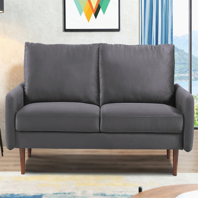 Modern Velvet Sofa, European Sleek Design Couch with Tapered Wooden Legs for Living Room