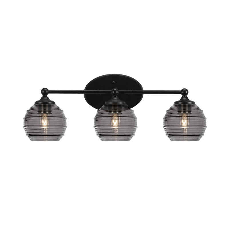 Barre d'éclairage pour salle de bain Aitkens, Noir mat, 3