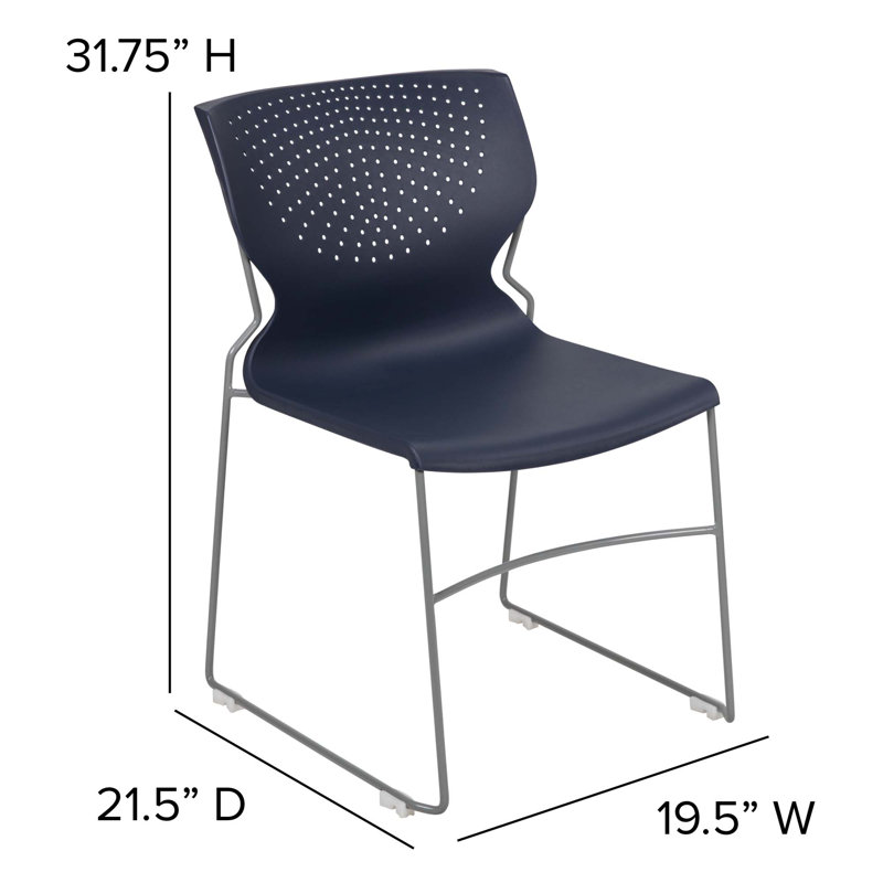 Navy Blue Metal Full Back Stacking Chair