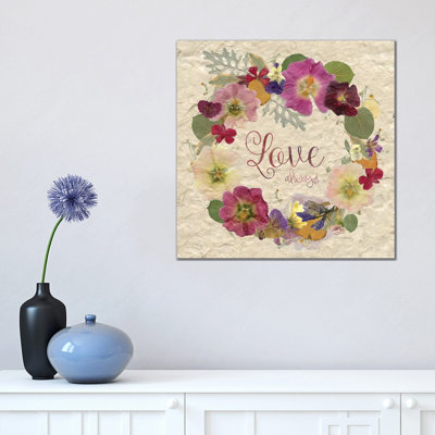Pressed Wreath Love by Carol Robinson - Wrapped Canvas Print