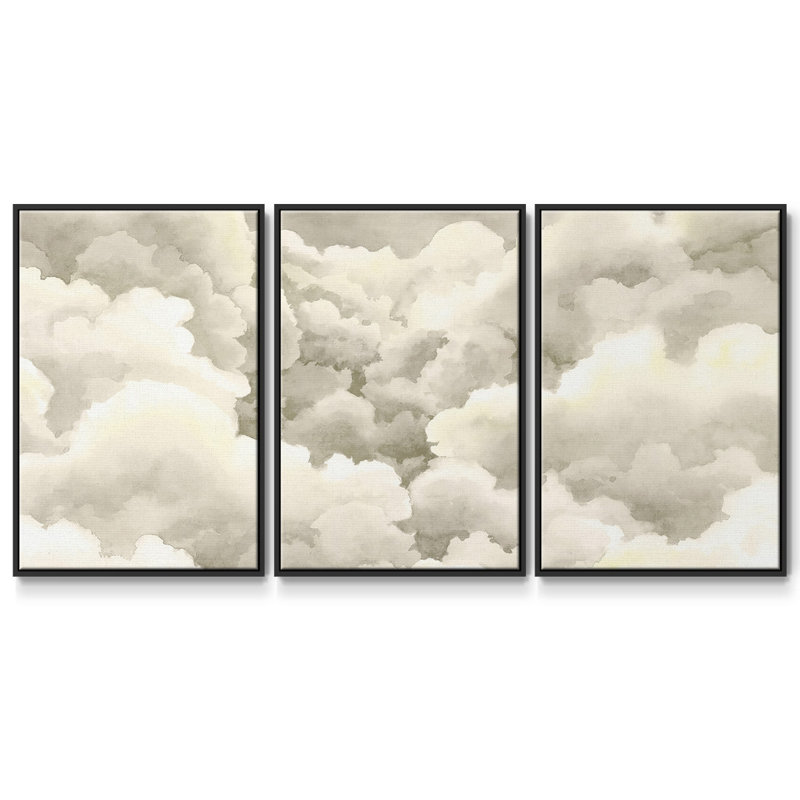 Storm Brew III - Multi Piece Framed Canvas, 36" H x 75" W, Black Framed