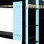 Lit mezzanine double en bleu, bureau, garde-robe ouverte, luminaire intégré, coffre-fort, pour dormir, bureau et jouer-130156079