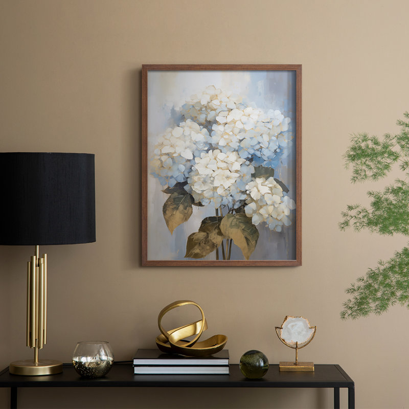 Série FLORAL Cxxiii - reproduction encadrée de qualité supérieure - prête à être accrochée - aucun clou requis, Noyer