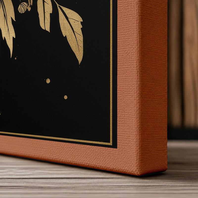 Gilded Botanical - Wrapped Canvas, 24x16 - 61.0 x 40.6 cm, Terracotta Border