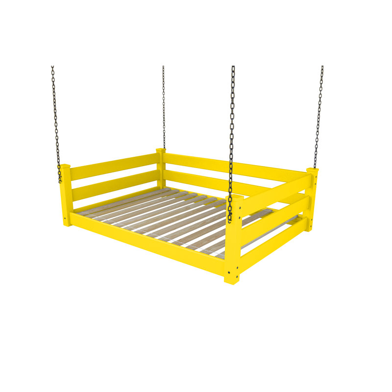 Adrow Solid Wood Hanging Daybed, Canary Yellow, Full/Double
