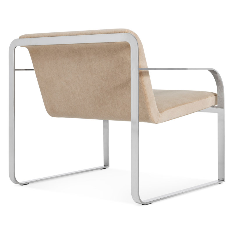 Skald Lounge Chair, Stone Velvet Cotton Blend, Polished Chrome