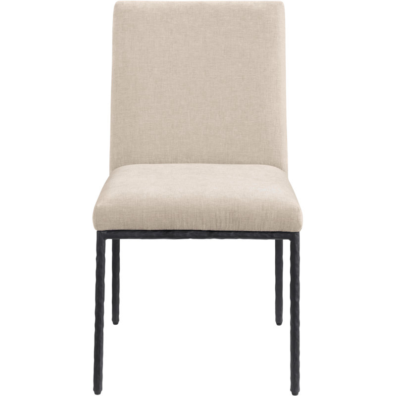 Chaise d'appoint en chenille Reeves, Tissu chenille beige, Noir mat