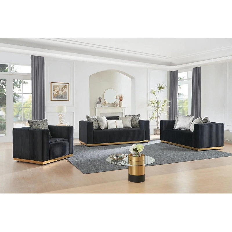 Ensemble de salon Whetzel, Tissu noir