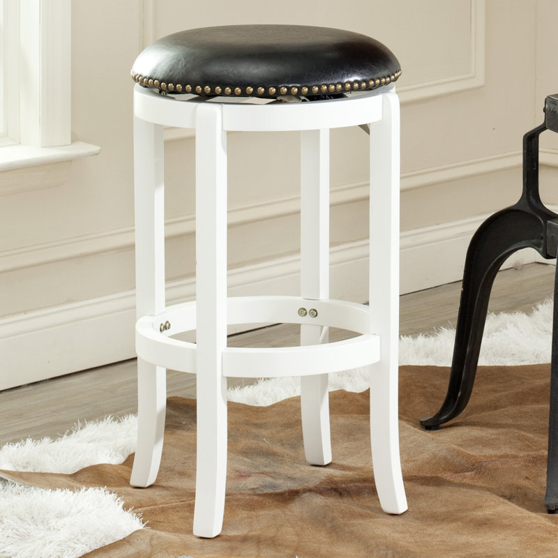 Brockway Swivel Upholstered Counter Stool, White, Bar Stool (30” Seat Height)