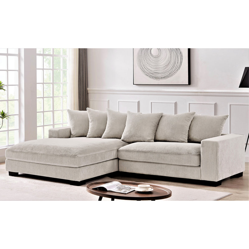 Morghan Corduroy Sectional, Yellow Corduroy, Right Hand Facing