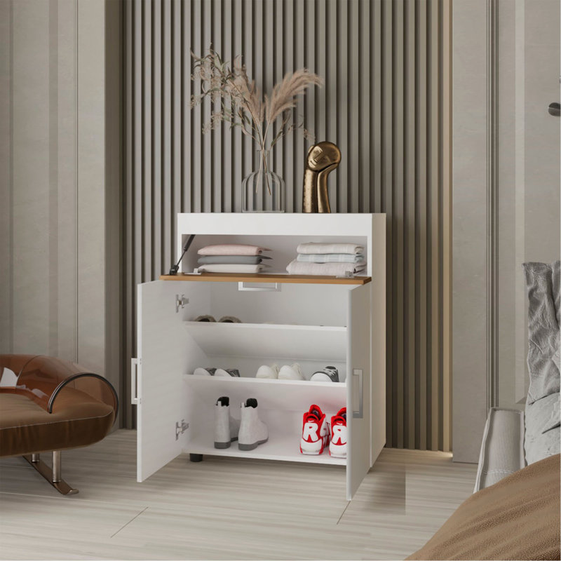 North Fork Shoe Rack, Pneumatic Lift-Up Compartment, Dual Doors