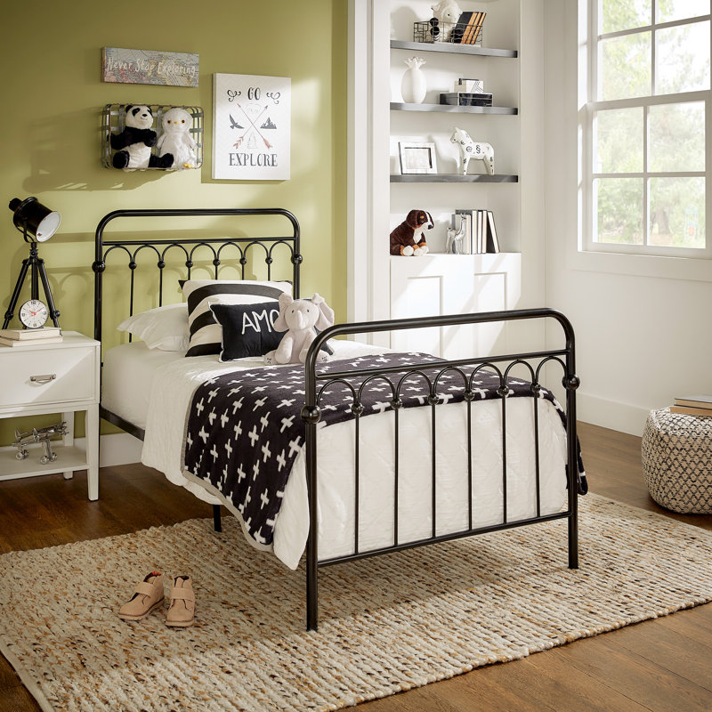 Eyres Metal Slat Bed, Black, Twin