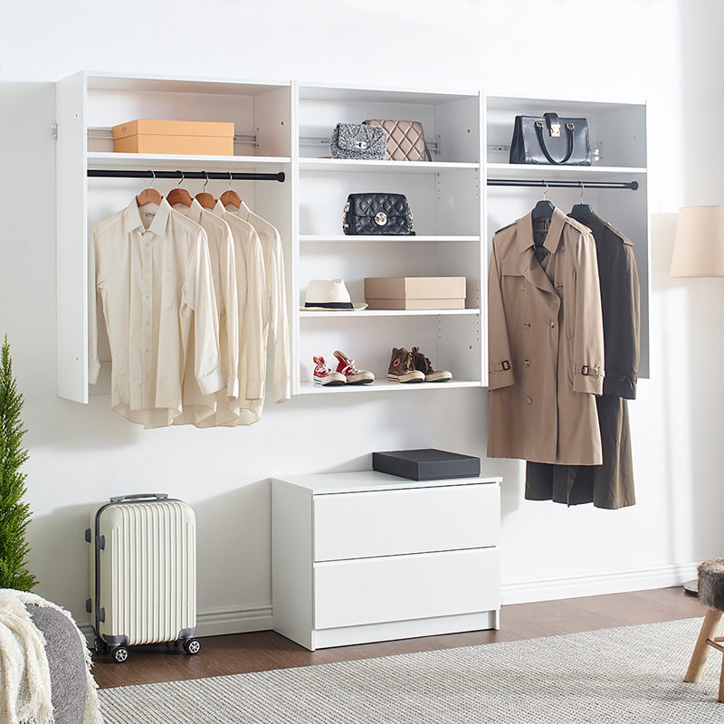 Système de garde-robe autoportant en bois, Blanc