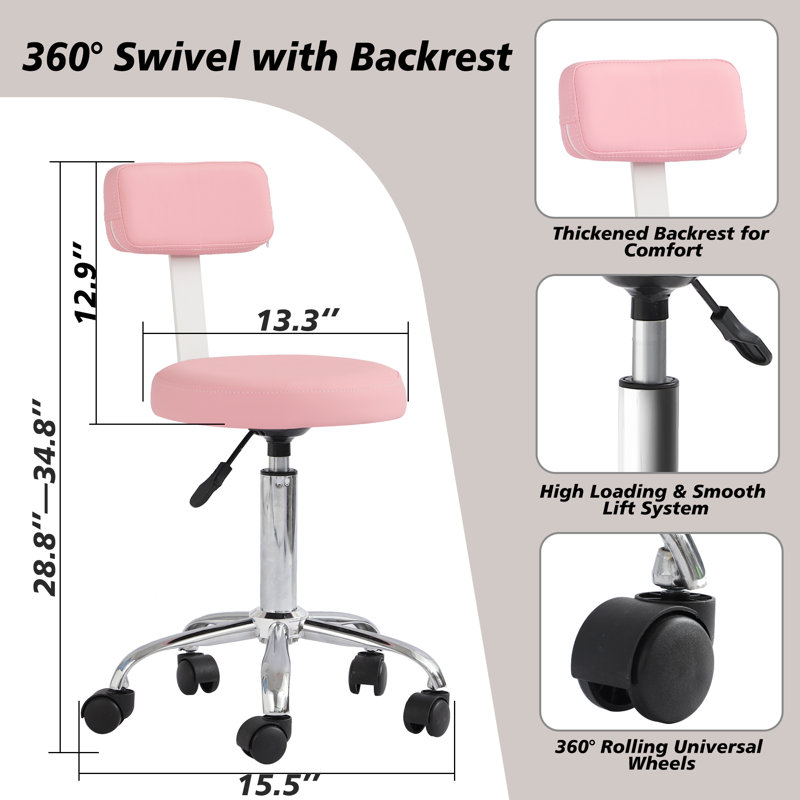 Pedicure Chair With Massage Foot Bath, 360 Degree Swivel Foot Spa Chair, Pink Leather