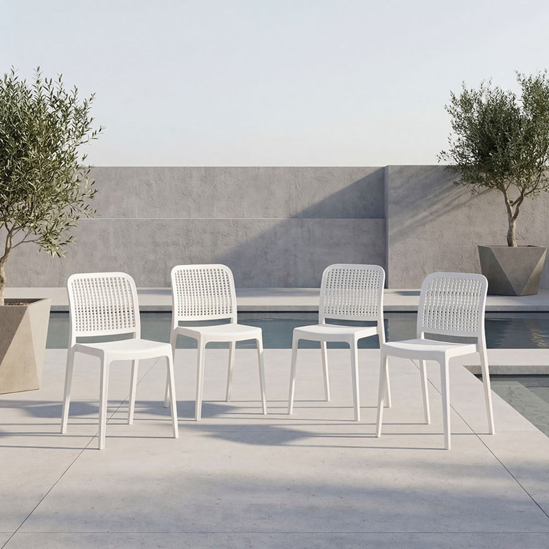Ensemble de 4 chaises d'appoint Camden Home, en polypropylène moderne au design ergonomique, pour un espace minimaliste