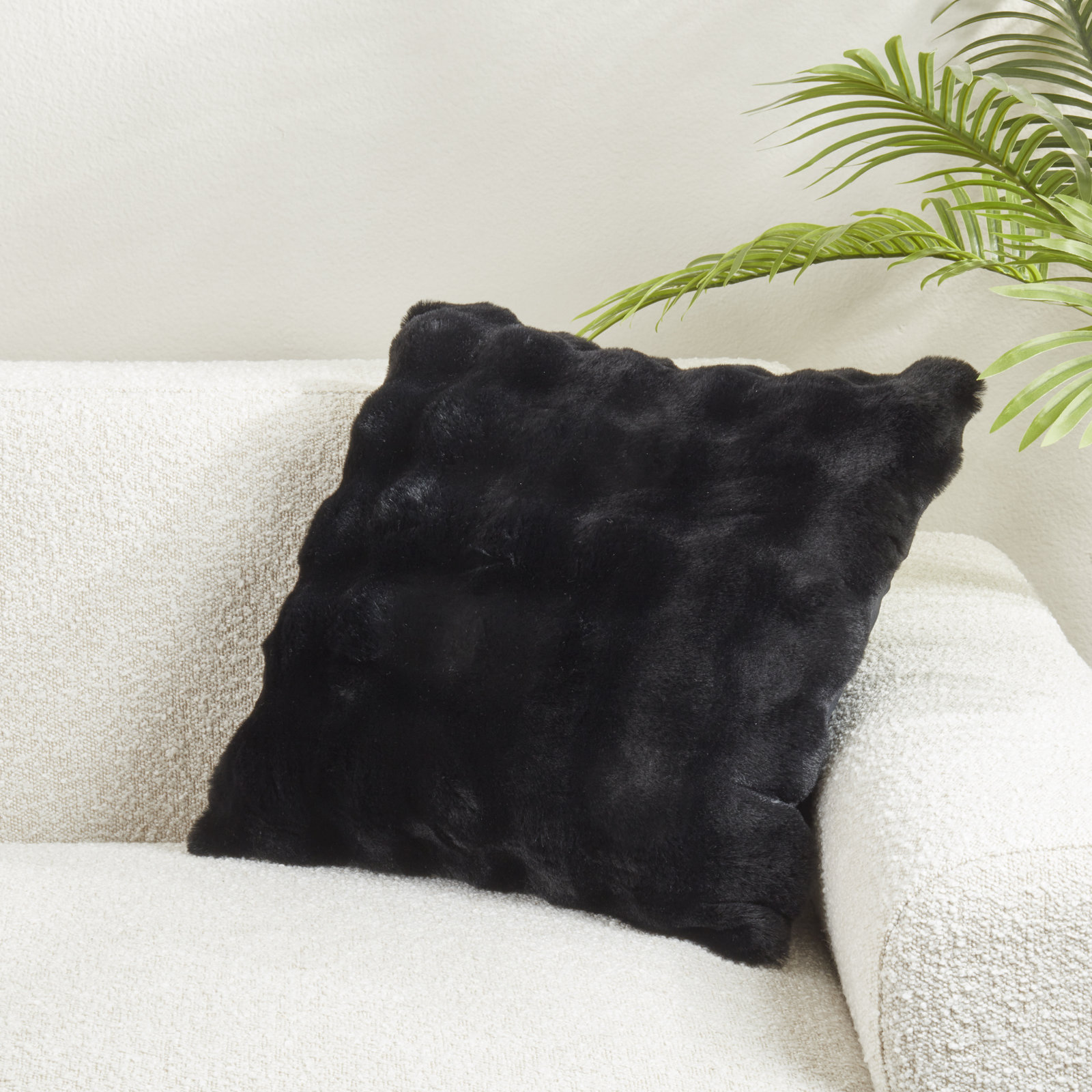 Cozy Bubble Faux Fur Pillow Cover, Black, No Insert, Square 20"