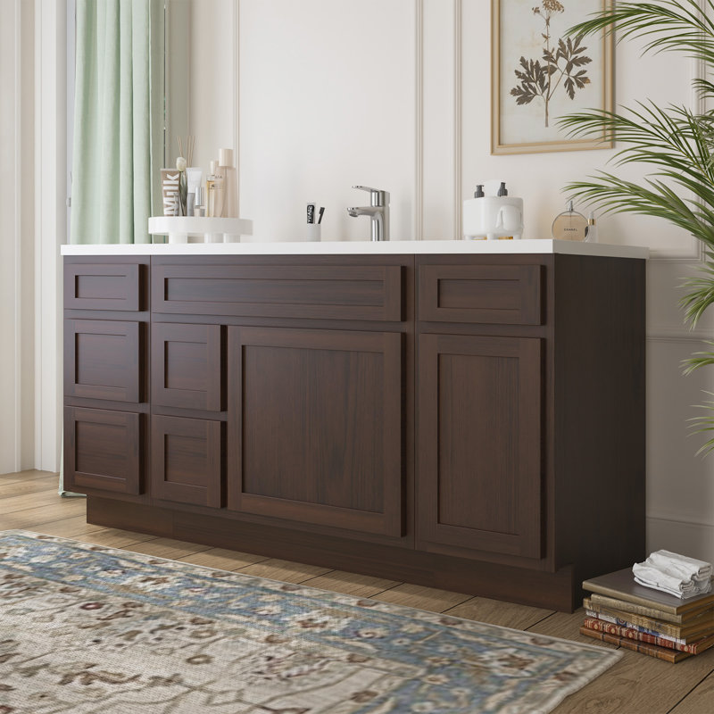 Base de meuble-lavabo simple 66 po seulement, Brun