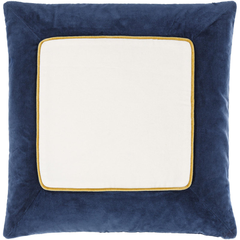Rainier Cotton Throw Pillow, Dark Blue, 18" x 18", Down