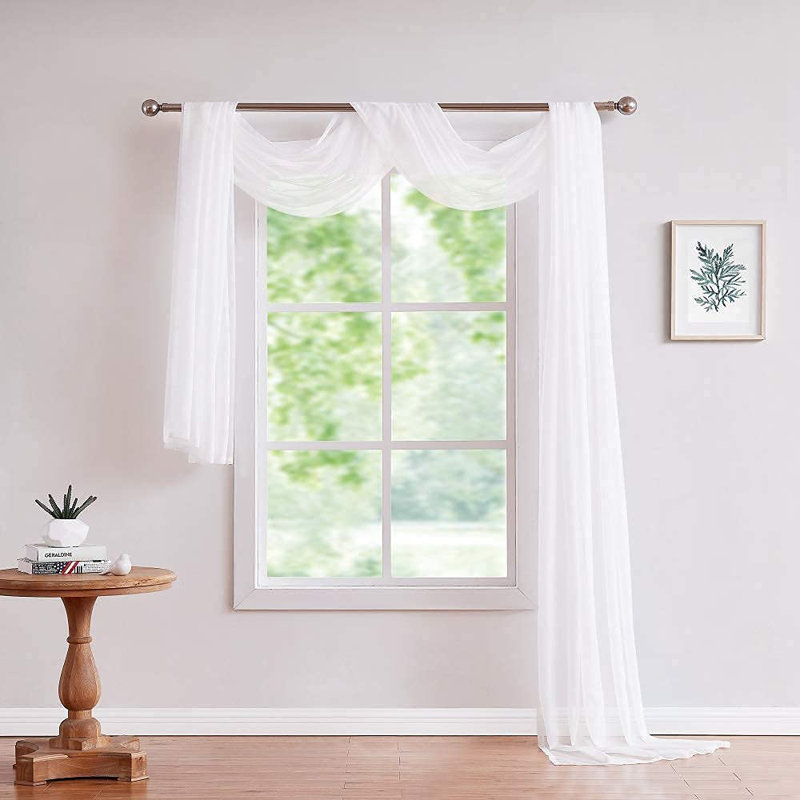 Cricklade Sheer Window Scarf Valance in 10 Colors and 4 Sizes. Great As Wedding Arch Draping Fabric, Bed Canopy or for Craft Project