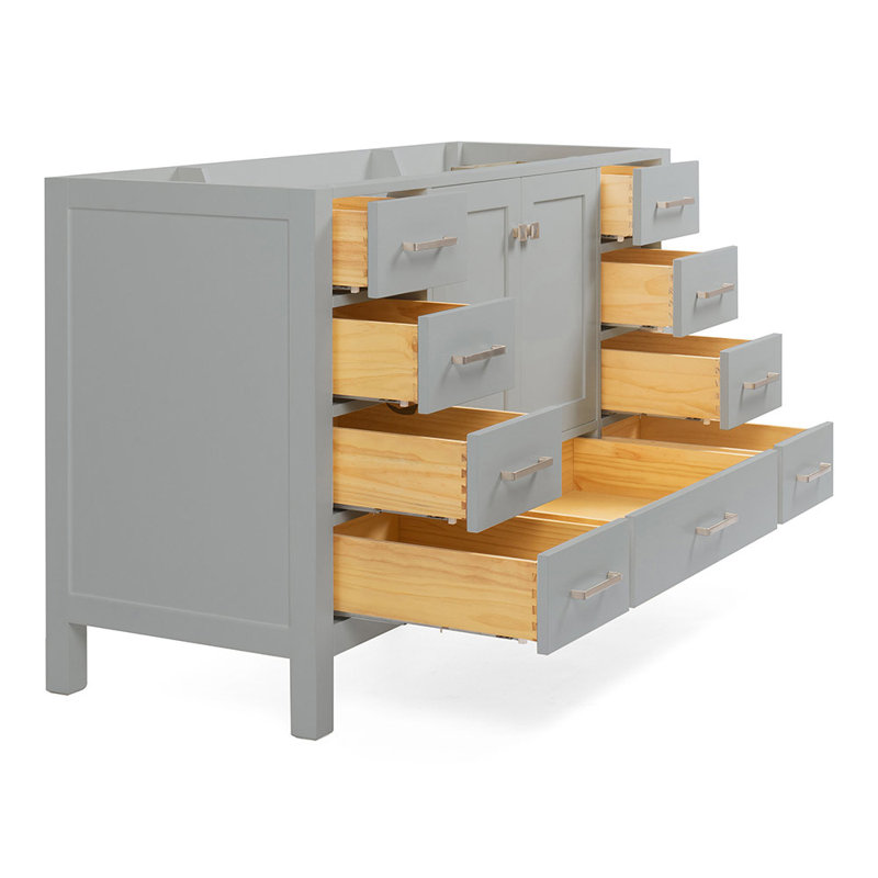 Cambridge 54'' W Bathroom Vanity Base, Gray, Brushed Nickel